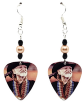 Country Musician Willie Nelson Guitar Pick Earrings