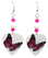 Pink Butterfly Guitar Pick Earrings, Handmade in USA