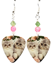 Persian Cats, Kittens Guitar Pick Earrings, Handmade in USA