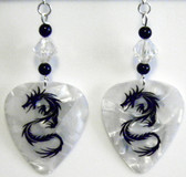 Dragon Tattoo Guitar Pick Earrings, Handmade in USA