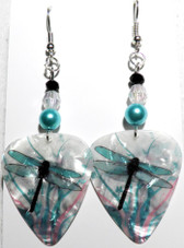 Dragonfly Guitar Pick Earrings, Handmade in USA