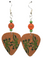 Lizards Gecko on Guitar Pick Beaded Earrings, Handmade in USA