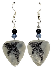 Shark Tattoo Guitar Pick Earrings, Handmade in USA