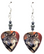 Wolf on orange Guitar Pick Earrings, Handmade in USA