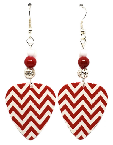 Chevron Guitar Pick Earrings, Handmade in the USA