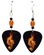 Flaming Treble Clef Guitar Pick Earrings, Handmade in the USA