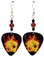 Flaming Playing Cards Guitar Pick Earrings, Handmade in the USA
