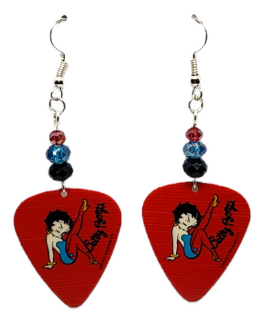 Betty Boop Guitar Pick Earrings, Handmade in the USA