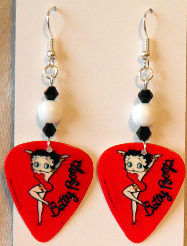 Betty Boop Guitar Pick Earrings, Handmade in the USA