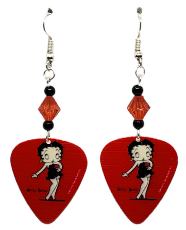Betty Boop Guitar Pick Earrings, Handmade in the USA