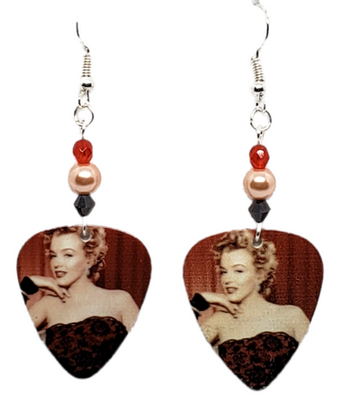 Marilyn Monroe Guitar Pick Earrings, Handmade in the USA