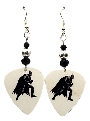 Batman Guitar Pick Earrings, Handmade in the USA