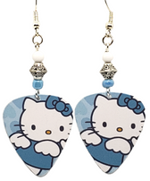 Hello Kitty Guitar Pick Earrings, Handmade in the USA