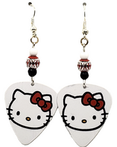 Hello Kitty Guitar Pick Earrings, Handmade in the USA