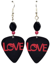 Hello Kitty Love Guitar Pick Earrings, Handmade in the USA