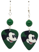 Mickey Mouse on Guitar Pick Beaded Earrings, Handmade in the USA