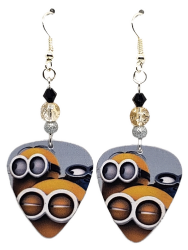 Minions from Despicable Me Movie Guitar Pick Earrings, Handmade in the USA
