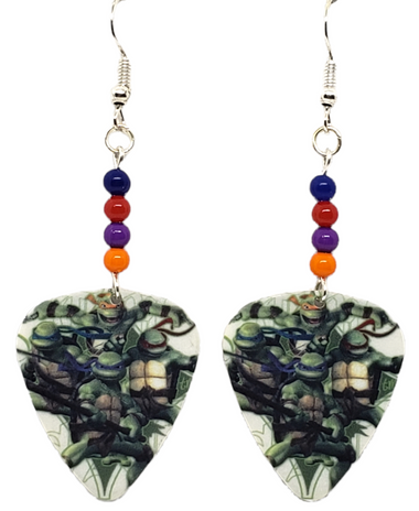 Ninja Turtles E1 Guitar Pick Earrings, Handmade in the USA