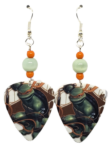 Ninja Turtles Michelangelo Guitar Pick Earrings, Handmade in the USA