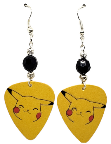 Pokémon Pikachu Guitar Pick Earrings, Handmade in the USA