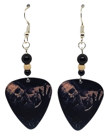 The Walking Dead Zombie Guitar Pick Earrings, Handmade in the USA