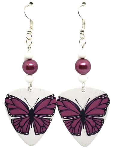 Butterfly Guitar Pick Earrings, Handmade in USA