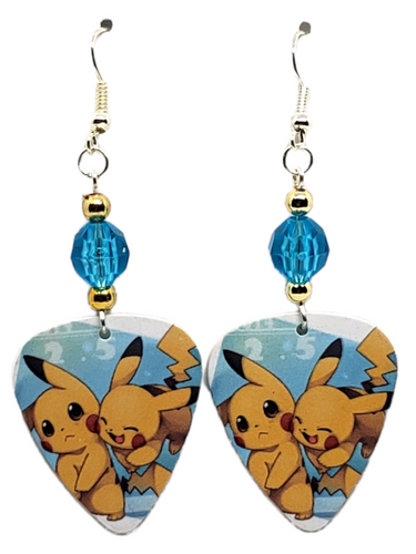 Pokémon Pikachu Guitar Pick Earrings, Handmade in the USA