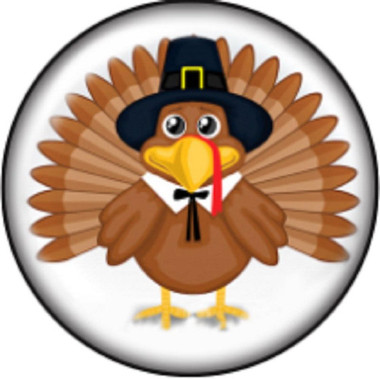 Thanksgiving Pilgrim Turkey Snap Jewelry Charm, 18mm.