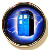 Dr. Who Tardis on Blue Snap Jewelry Charm, 18mm