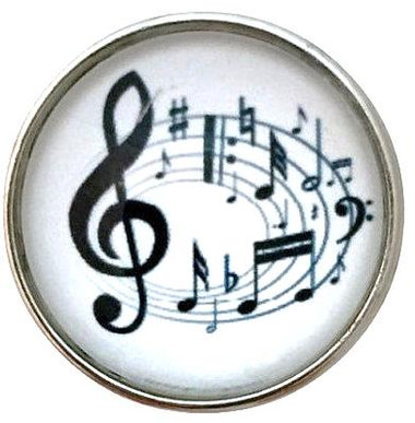 Treble Clef, Music Notes in a Swirl Snap Jewelry Charm, 18mm