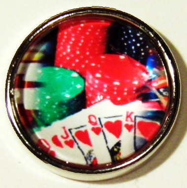Playing Cards and Poker Chips Snap Jewelry Charm, 18mm