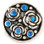 Silver Flowers with Dark Blue Rhinestones Snap Jewelry Charm, 20mm