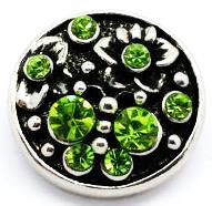 Butterfly and Flowers with Light Green Rhinestones Snap Jewelry Charm, 20mm