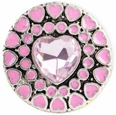 Pink Rhinestone Heart with Enamel Hearts Snap Jewelry Charm, 18mm