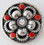 Silver Flower with Red and White Rhinestones Snap Jewelry Charm, 20mm