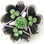 Flower Shaped Snap with Green Rhinestones Snap Jewelry Charm, 20mm