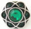 Metal and Dark Green Rhinestones Snap Jewelry Charm, 20mm