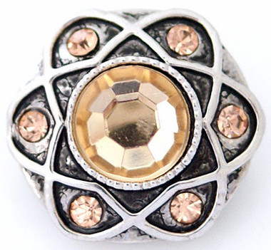 Metal and Tan Rhinestones Snap Jewelry Charm, 20mm