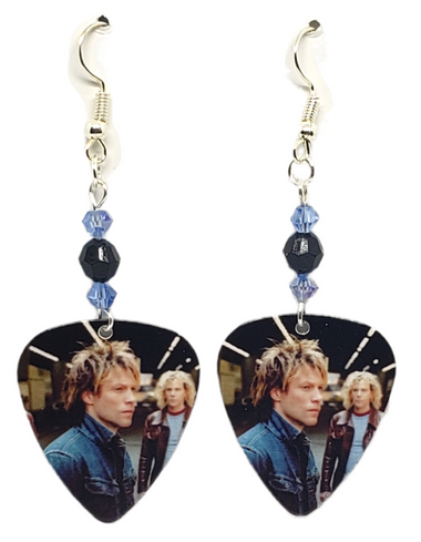 Bon Jovi Guitar Pick Beaded Earrings, Handmade in the USA