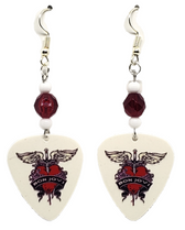 Jon Bon Jovi Logo Guitar Pick Beaded Earrings, Handmade in the USA