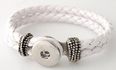 Double Strand White Braided Leather Snap Bracelet