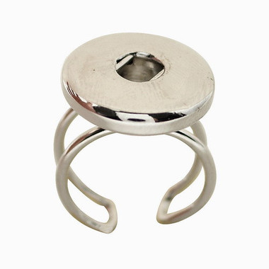 Silver Tone Adjustable Snap Ring - Open Round