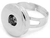 Silver Tone Adjustable Snap Ring - Open Flat Metal