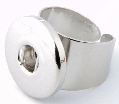 Silver Tone Adjustable Snap Ring - Solid Flat Metal