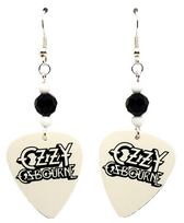Ozzy Osbourne Black Sabbath Guitar Pick Beaded Earrings, Handmade in the USA