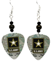 US Army Armed Forces Military Guitar Pick Earrings, Handmade in the USA