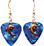 Dolphin Charm on Teal Blue Guitar Pick Earrings Handmade in USA