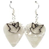 Dove Outline Charm on Guitar Pick Earrings