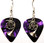 French Horn Musical Instrument Charm on Purple Guitar Pick Earrings