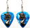 French Horn Musical Instrument Charm on Teal Blue Guitar Pick Earrings
